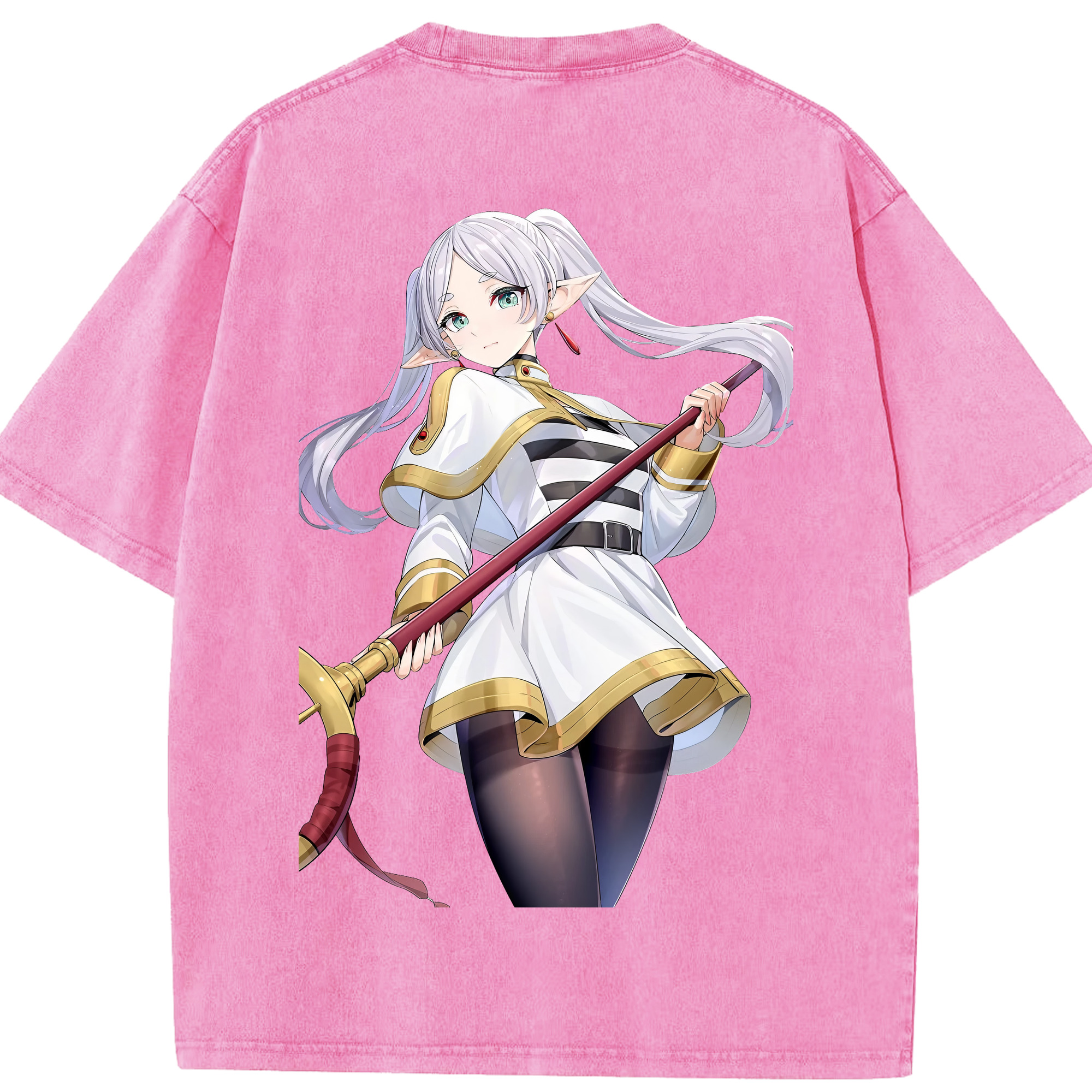 （画像用） 葬送のフリーレン Frieren 綿100% ヴィンテージ風 半袖Tシャツ（背面プリント）